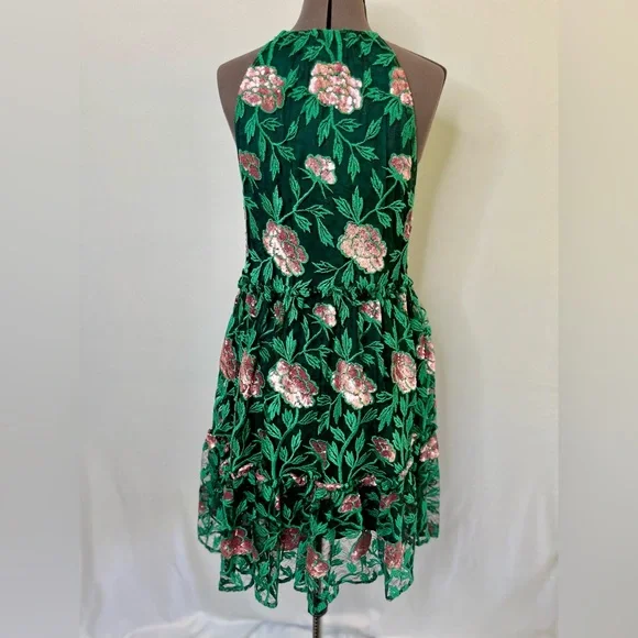 Belle Badgley Mischka Green Pink Sundress - Picture 2 of 11